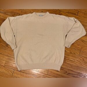 Two Part Vintage Wool Knit Sweater Rancher Moose Detail  Size XL Beige Cream
